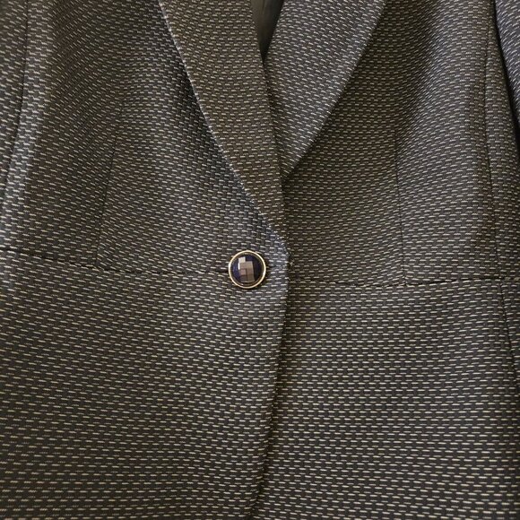 NWT Le Suit Career Office Wear Navy Blue Small Polka Dot Blazer Peplum Jacket 8 - Picture 9 of 11